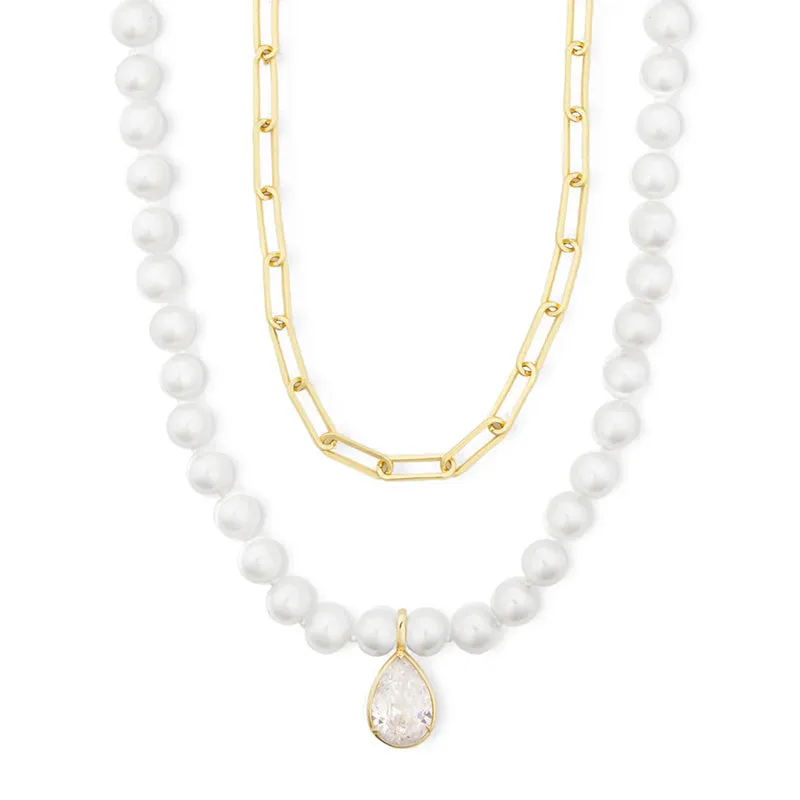 MELINDA MARIA | Samantha Half Chain Pearl Necklace