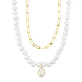 MELINDA MARIA | Samantha Half Chain Pearl Necklace