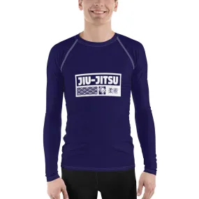 Mens Long Sleeve BJJ Rash Guard - Jiu-Jitsu 001 - Midnight Blue