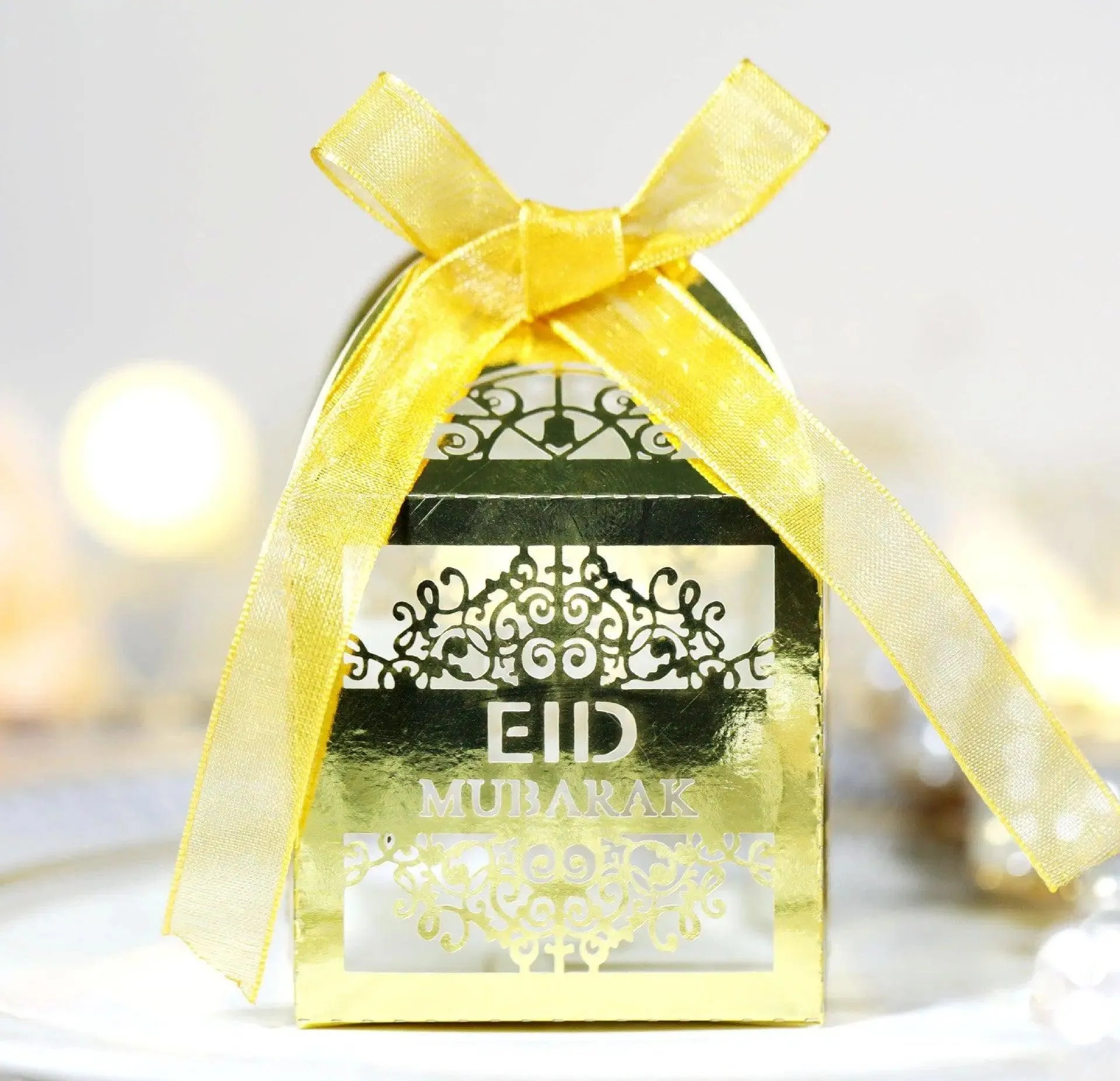 MR018 50 Pcs Happy Eid Mubarak Hollow Candy Box