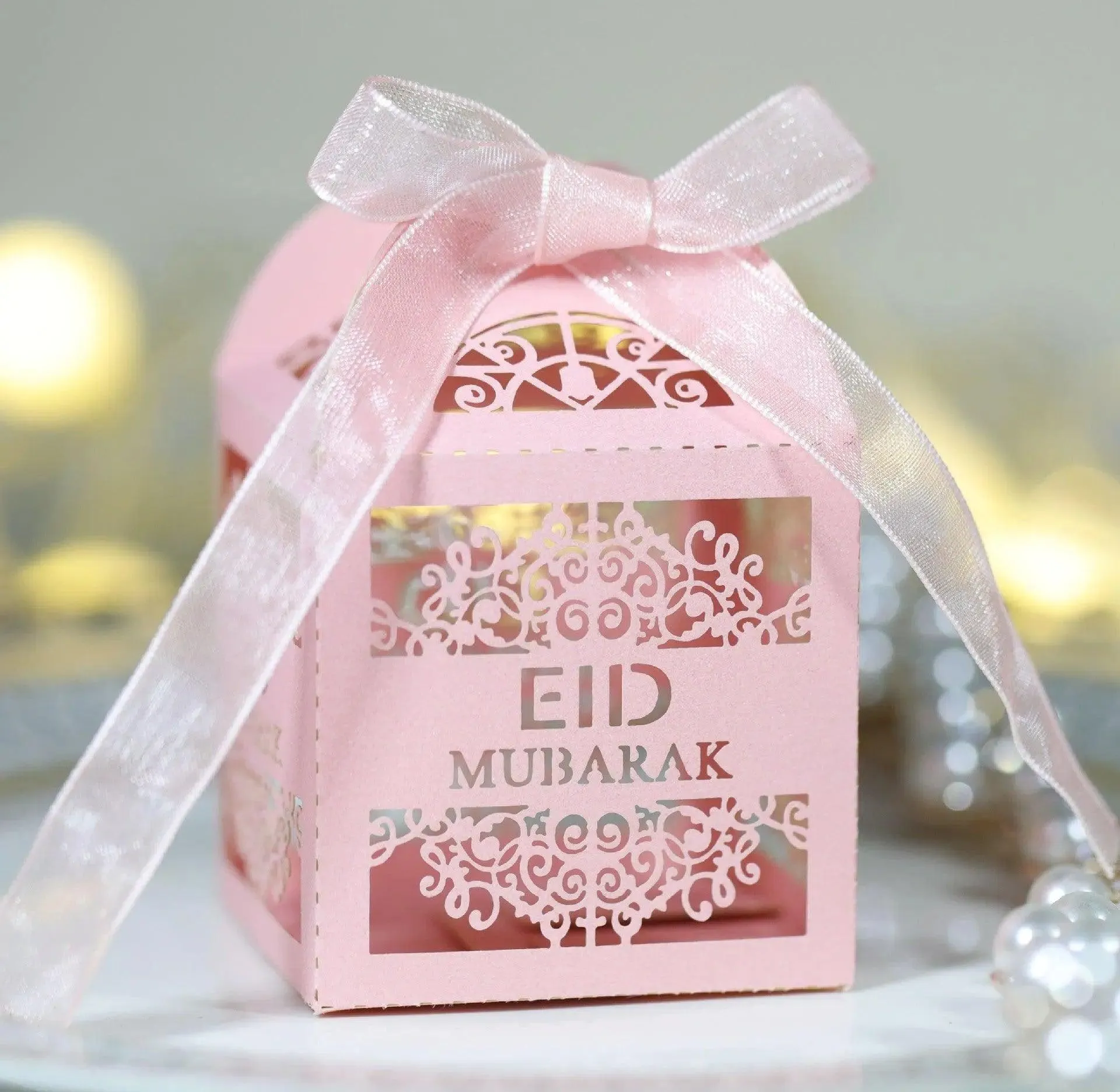 MR018 50 Pcs Happy Eid Mubarak Hollow Candy Box