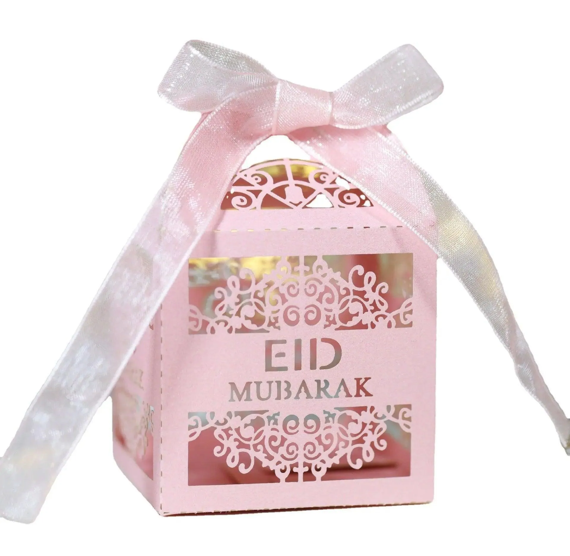 MR018 50 Pcs Happy Eid Mubarak Hollow Candy Box