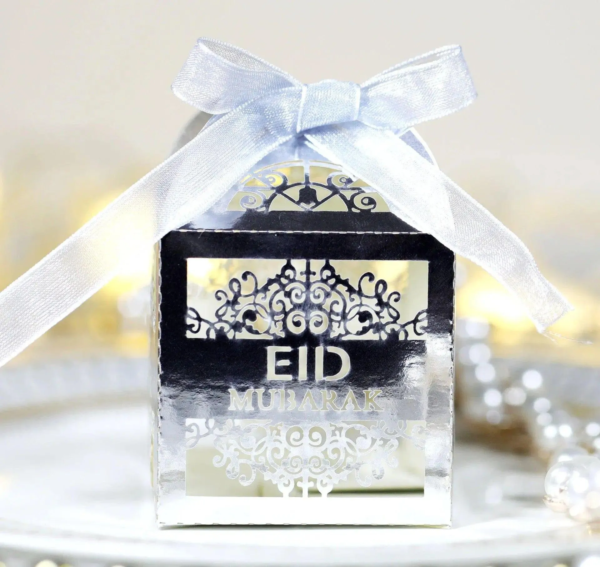 MR018 50 Pcs Happy Eid Mubarak Hollow Candy Box