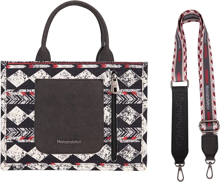 MW01G-8120S  Montana West Boho Ethnic Print Concealed Carry Tote/Crossbody-Black