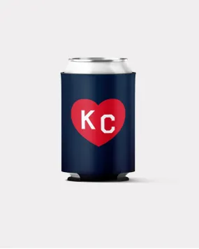 Navy & Red KC Heart Koozie