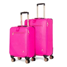 Neon Pink Apollo 2 Faux Crocodile Skin 2 Piece Suitcases