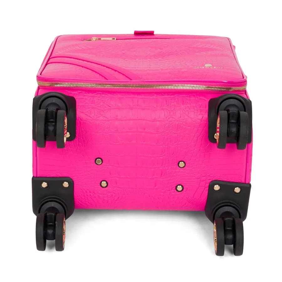 Neon Pink Apollo 2 Faux Crocodile Skin 2 Piece Suitcases