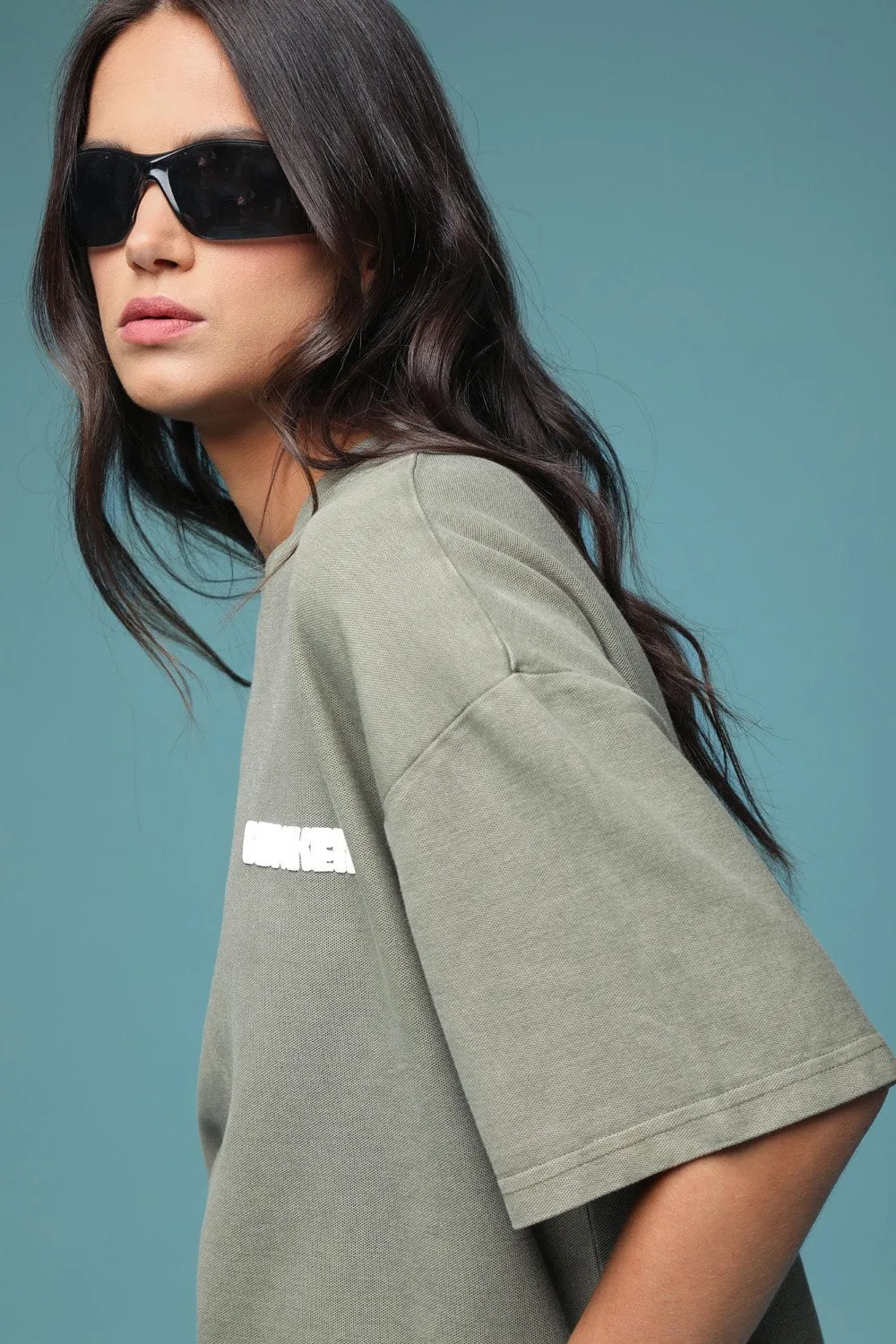 Olive Heavyweight Pique Oversized T-shirt