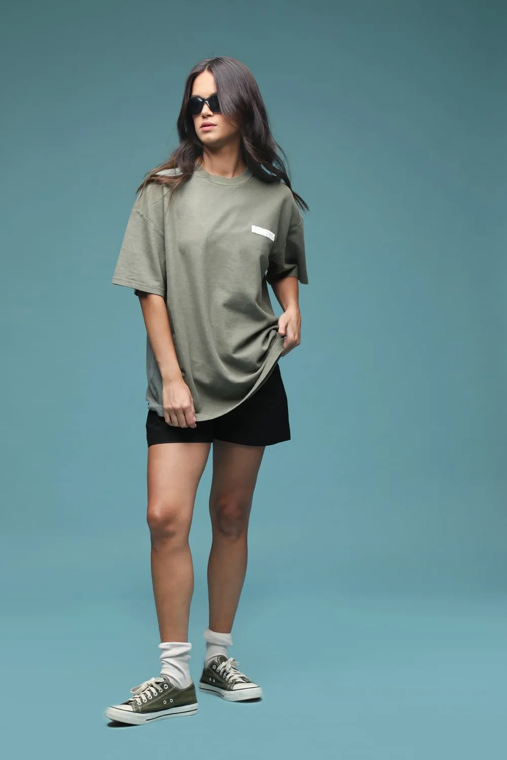 Olive Heavyweight Pique Oversized T-shirt