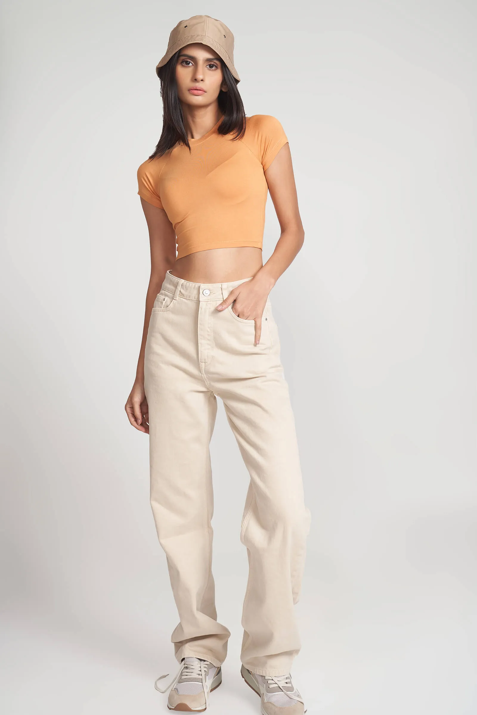 Peachy Raglan Sleeve Crop Top