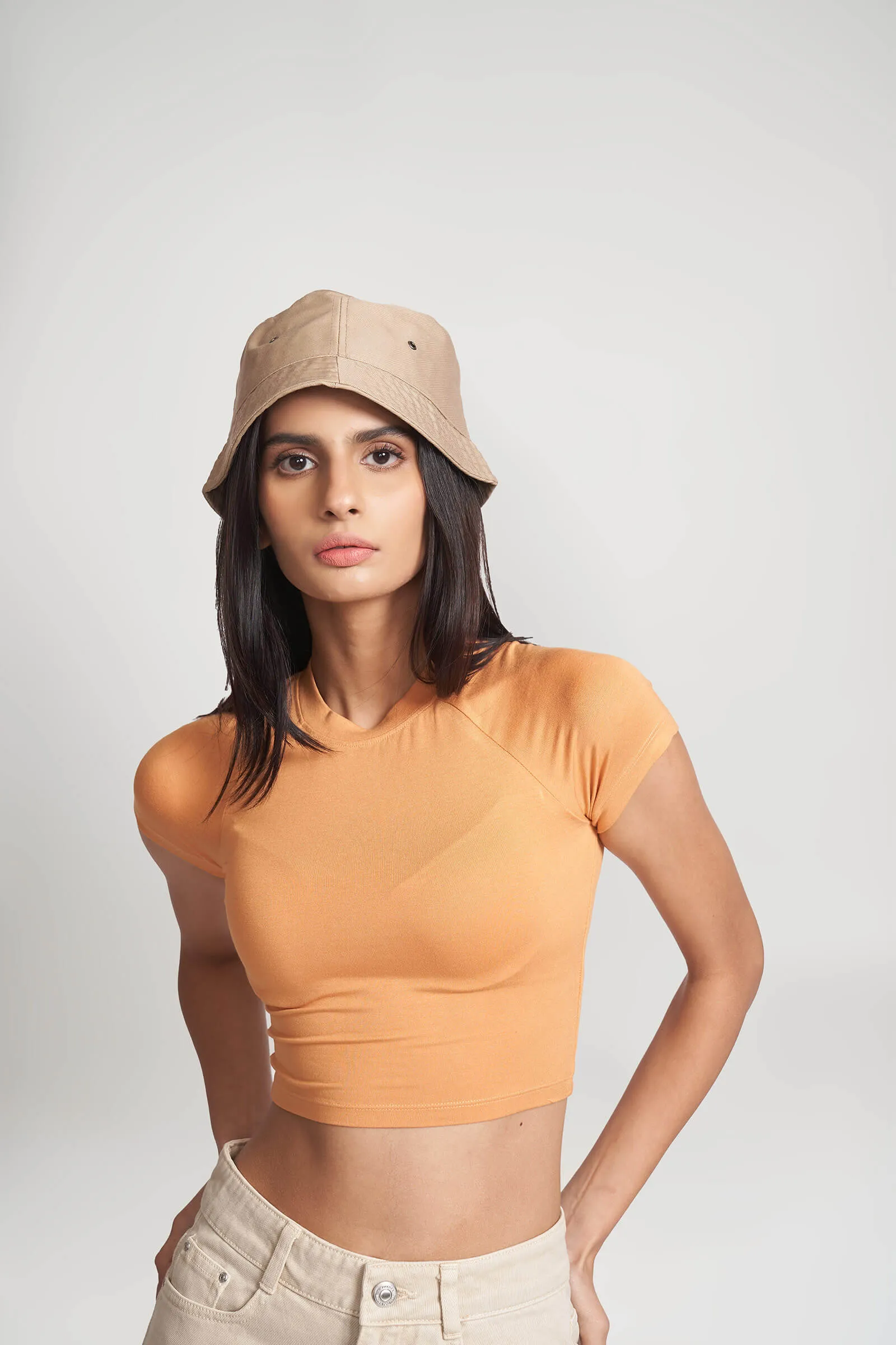 Peachy Raglan Sleeve Crop Top