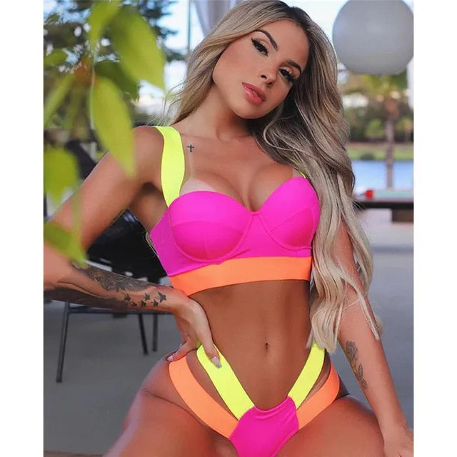 PLAVKY Sexy Neon Color Push Up Thong 2021