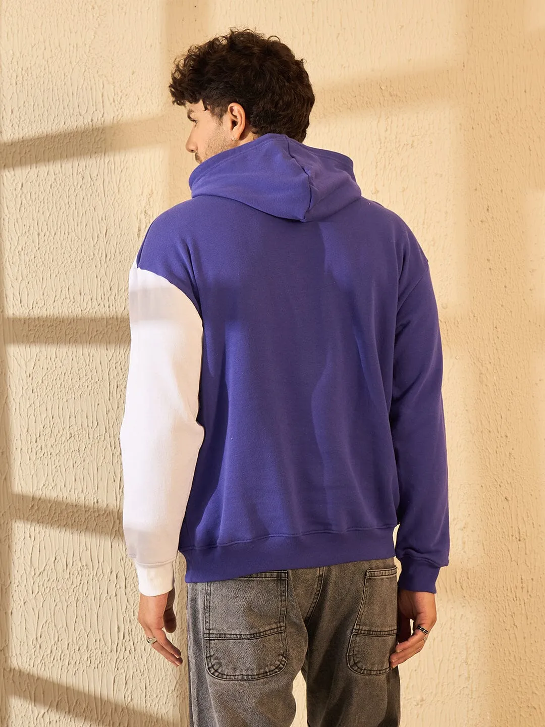 Purple Flames Patched Oversized Hoodie