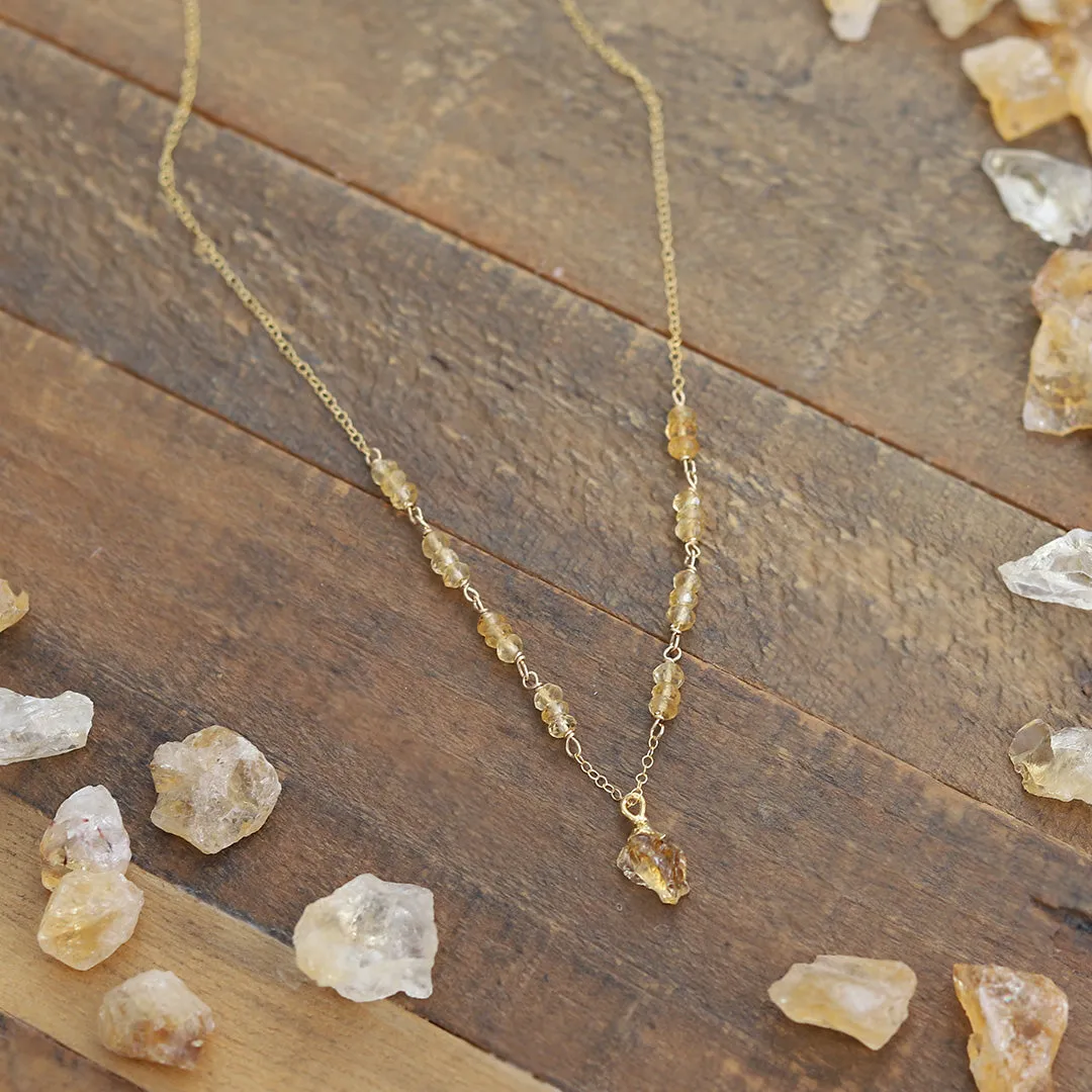 Raw Citrine Gold Filled Necklace