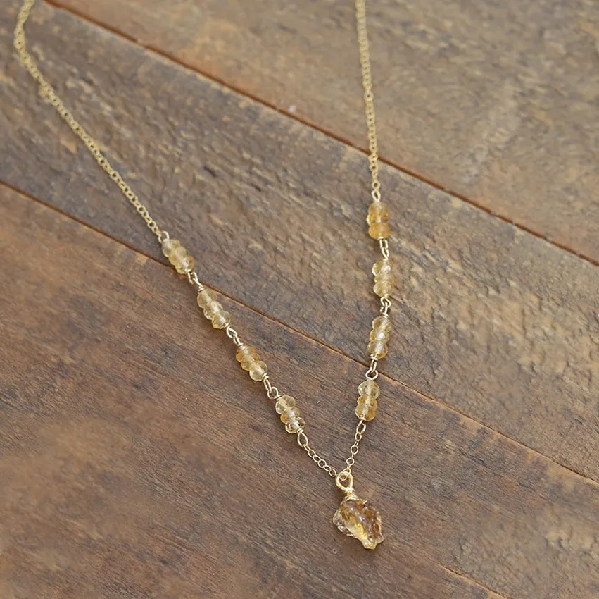 Raw Citrine Gold Filled Necklace