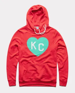 Red & Teal KC Heart Vintage Hoodie