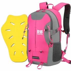 Riderbag Motorcycle Backpack Combo Hi Vis Pink 35L   Ce level 2 back protector