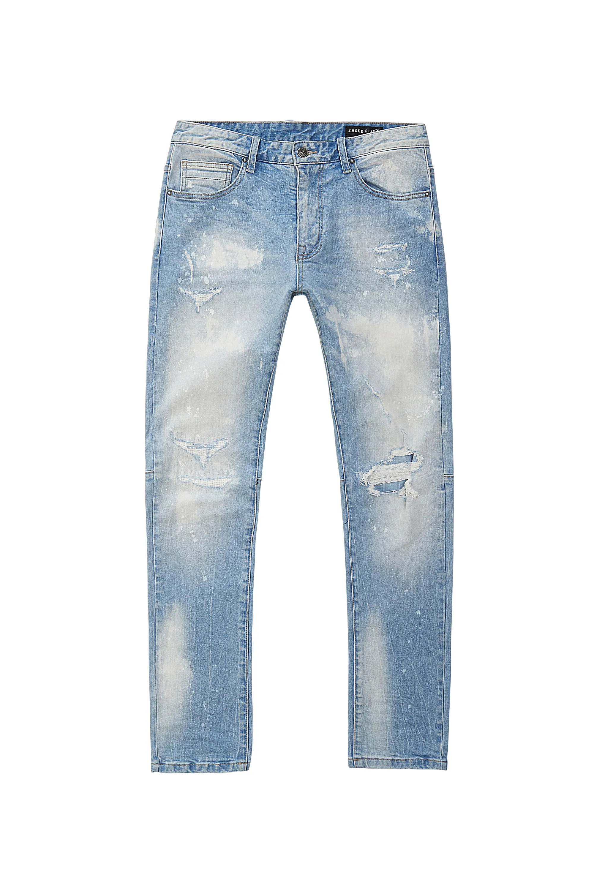 Rip & Repaired Denim Jeans - Lowell Blue