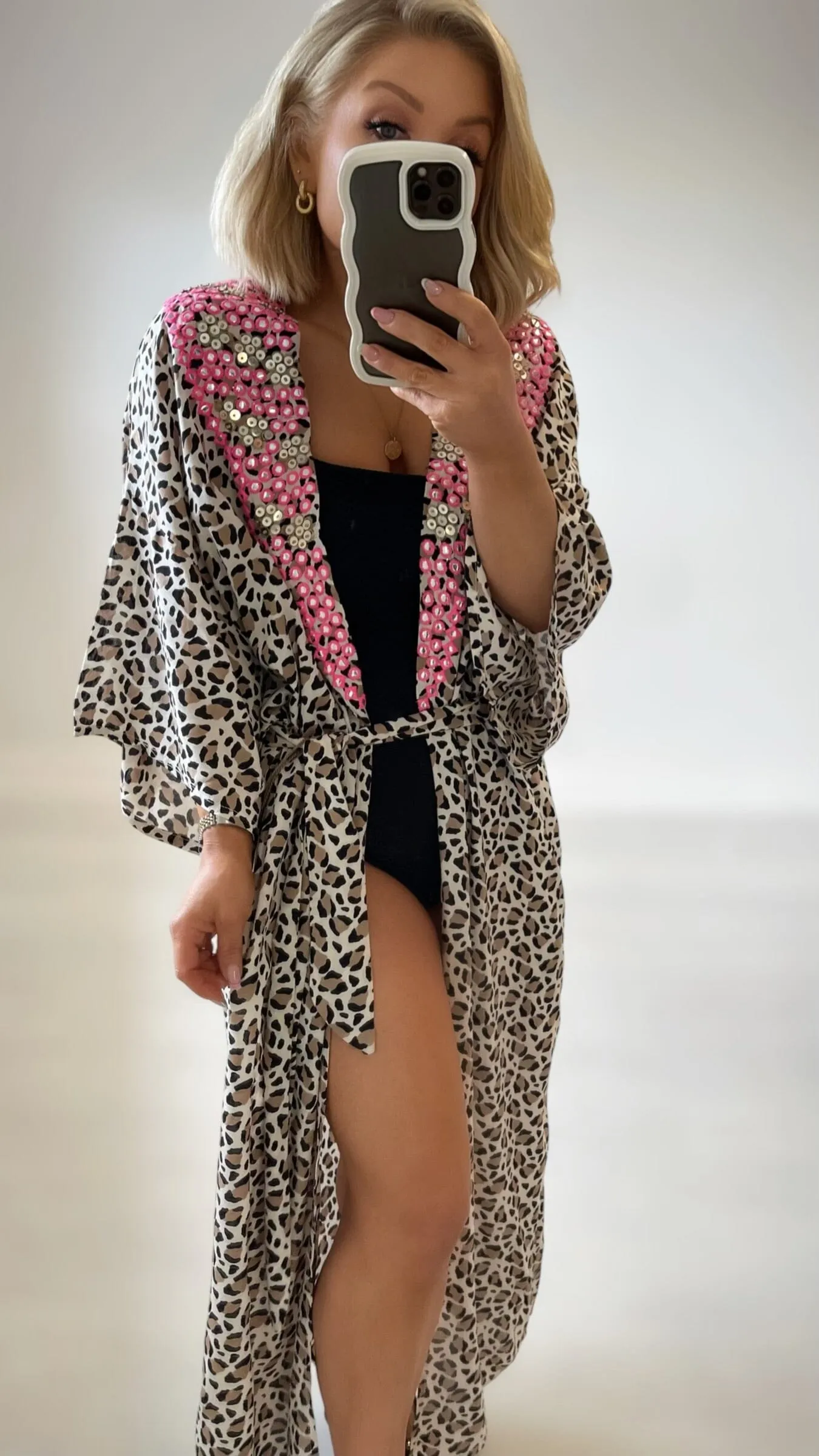 SAFFRON EMBELLISHED KIMONO