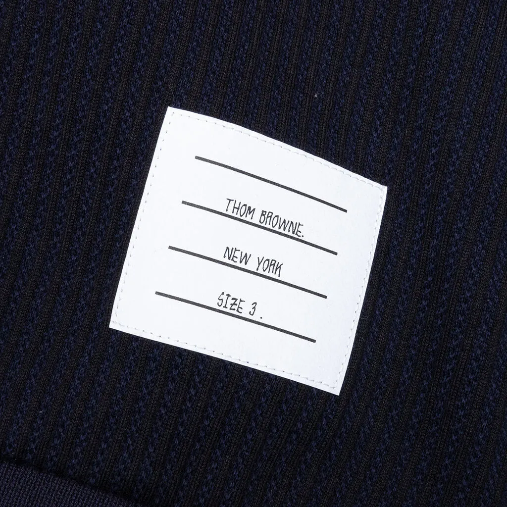 Seersucker Loopback 4-Bar Crew Neck Sweatshirt - Navy