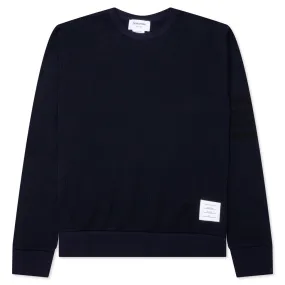 Seersucker Loopback 4-Bar Crew Neck Sweatshirt - Navy