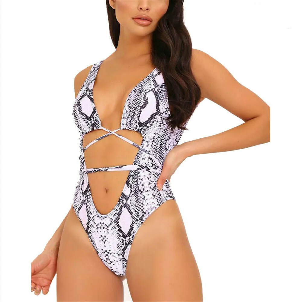 Serpentine Leopard Printed Women Swimsuit