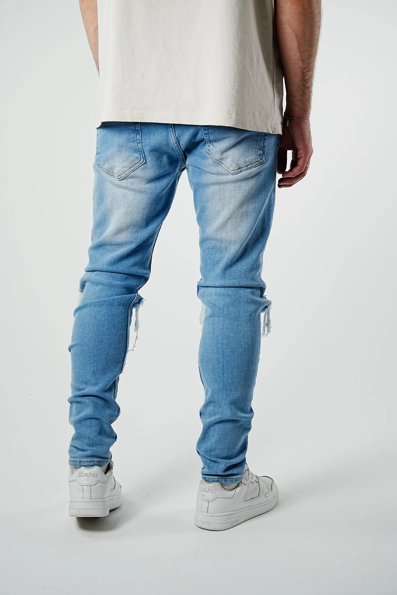 Slim Fit Ripped Light Blue Denim - UF4026