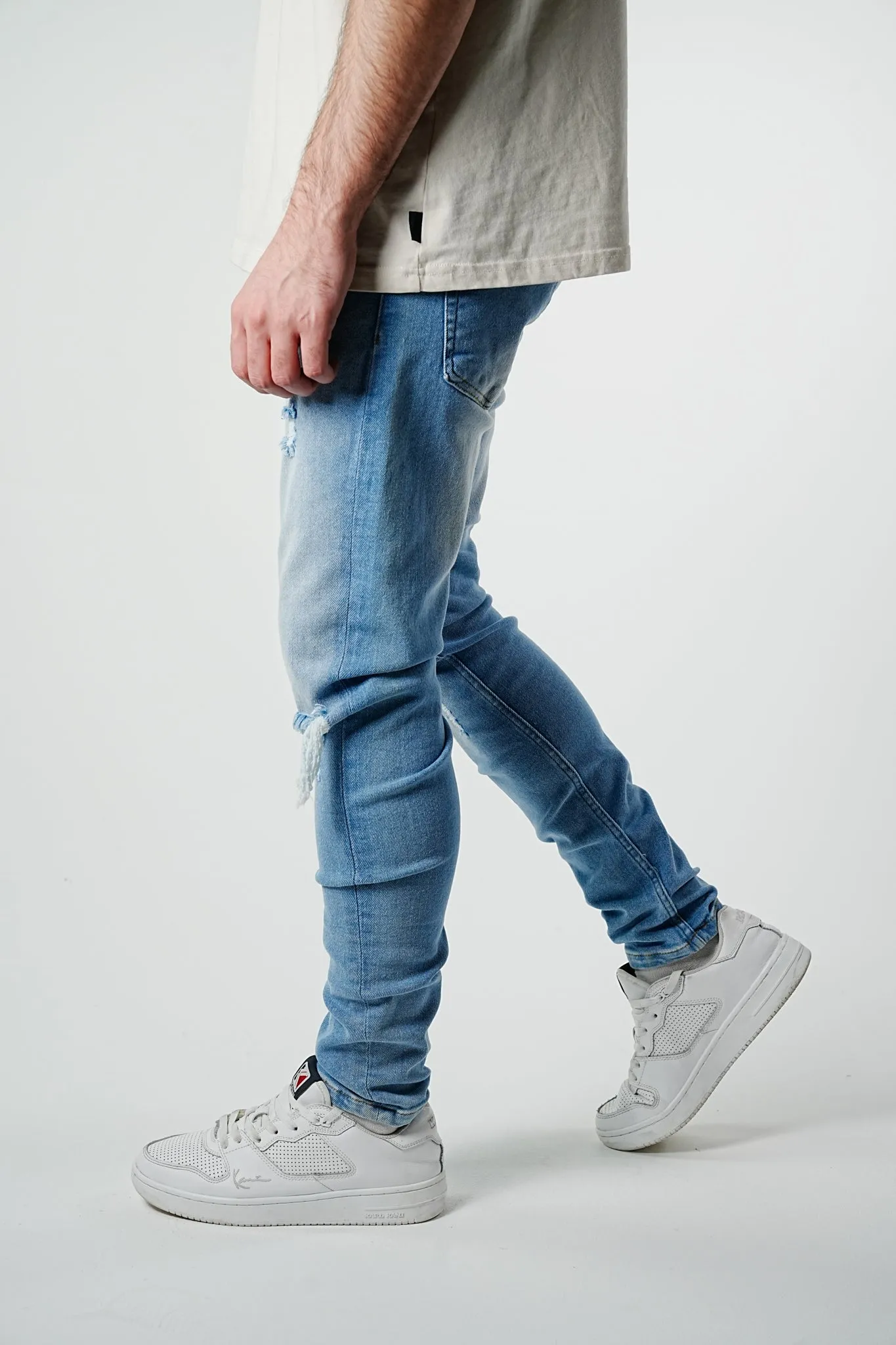 Slim Fit Ripped Light Blue Denim - UF4026