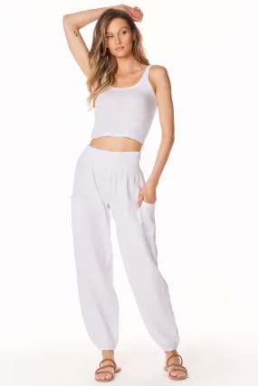 SMOCKED BEACH PANT WITH POCKETS