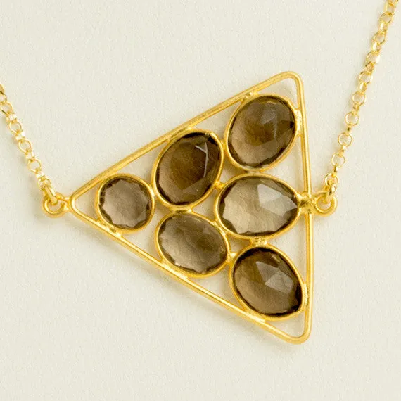 Smokey Quartz Triangle Cluster Necklace