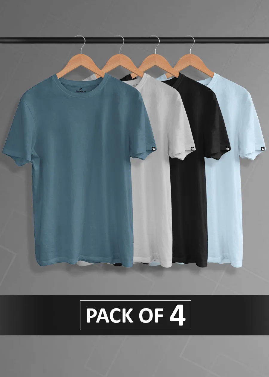 Solid Half Sleeve T-Shirt Men Combo - Pack of 4