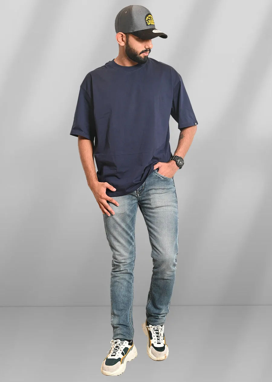 Solid Men Oversized T-Shirt - Classic Navy