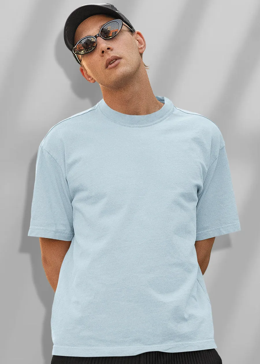 Solid Men Oversized T-Shirt - Sky