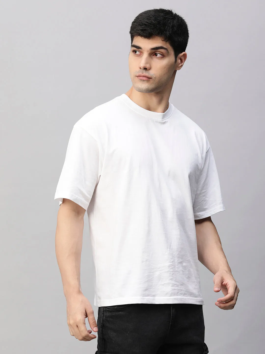 Solid Men Oversized T-Shirt - White