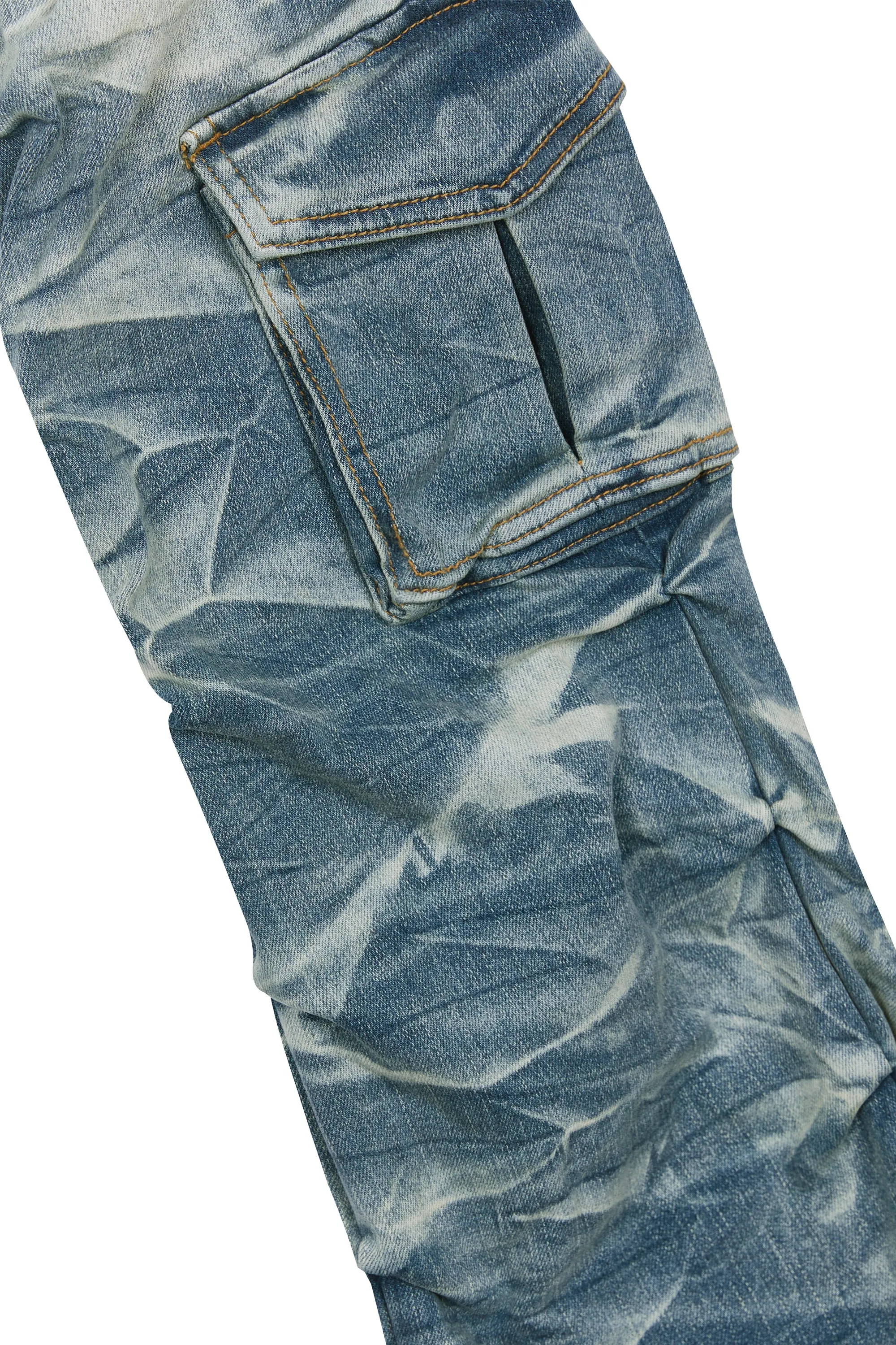 Stacked Utility Denim Jeans - Clyde Blue