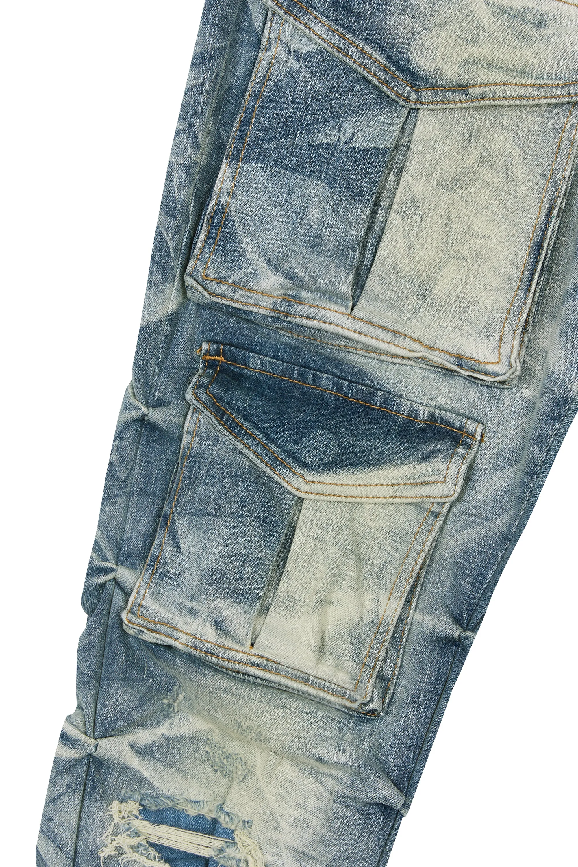 Stacked Utility Denim Jeans - Clyde Blue