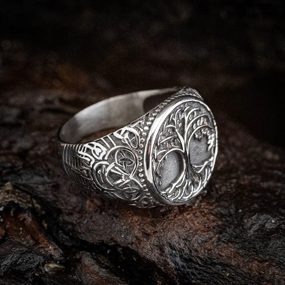 Stainless Steel Tree of Life and Bear Paw Ring