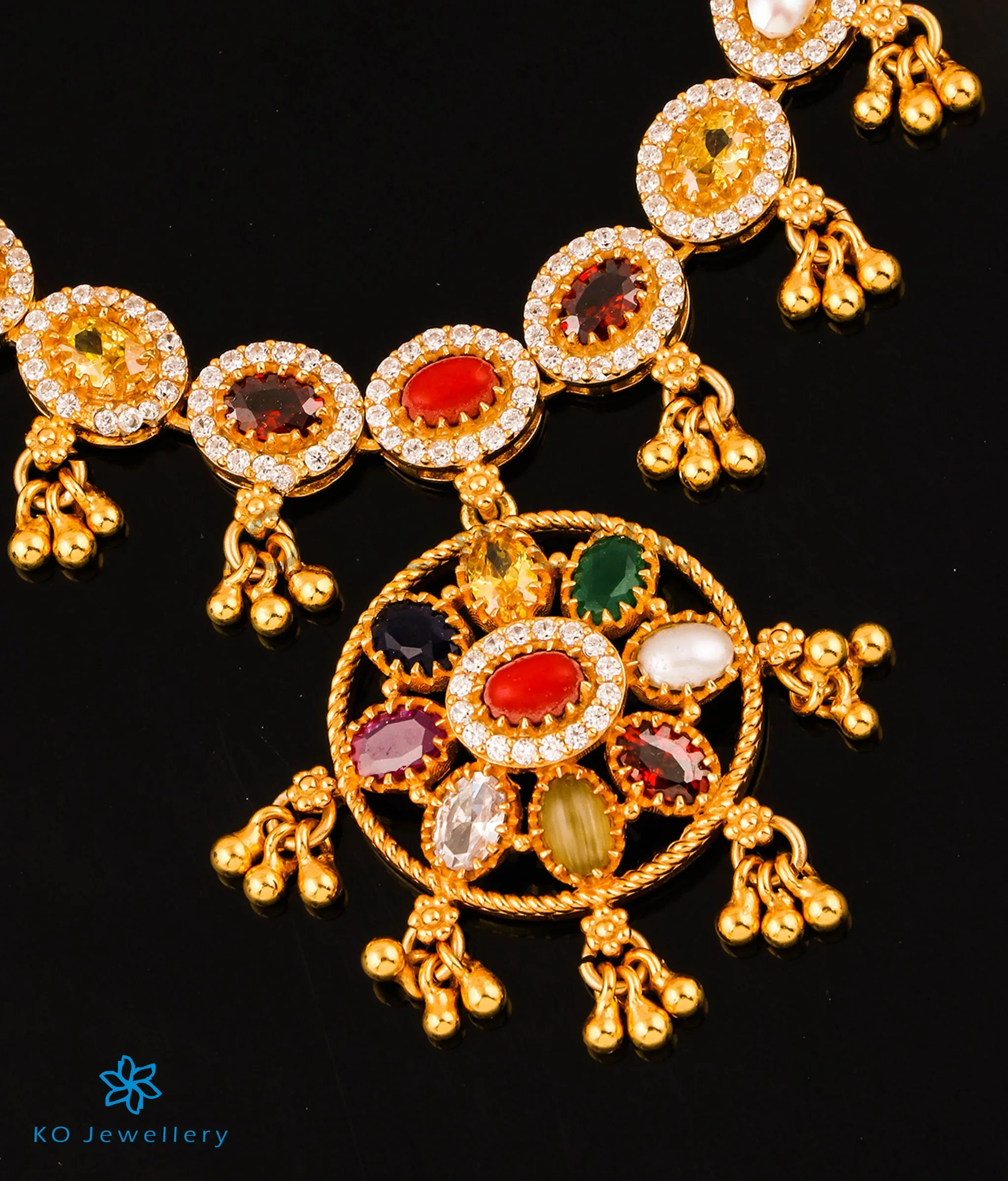 The Ujjvala Silver Navratna Necklace & Earrings