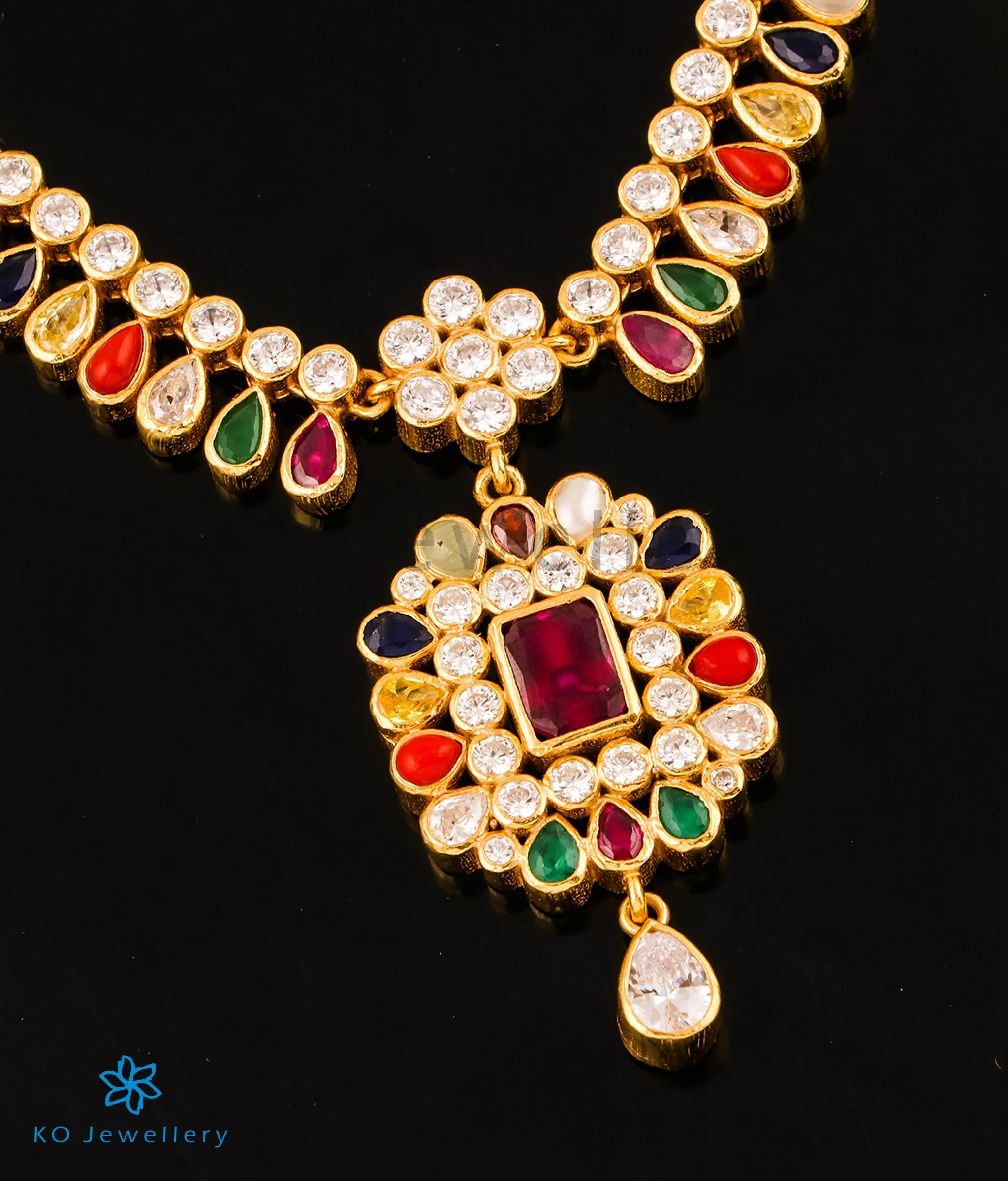 The Vyuti Silver Navratna Necklace