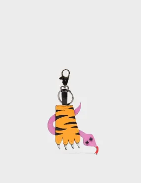 Tiger Paw & Snake Keychain - Marigold and Bubblegum Pink Leather