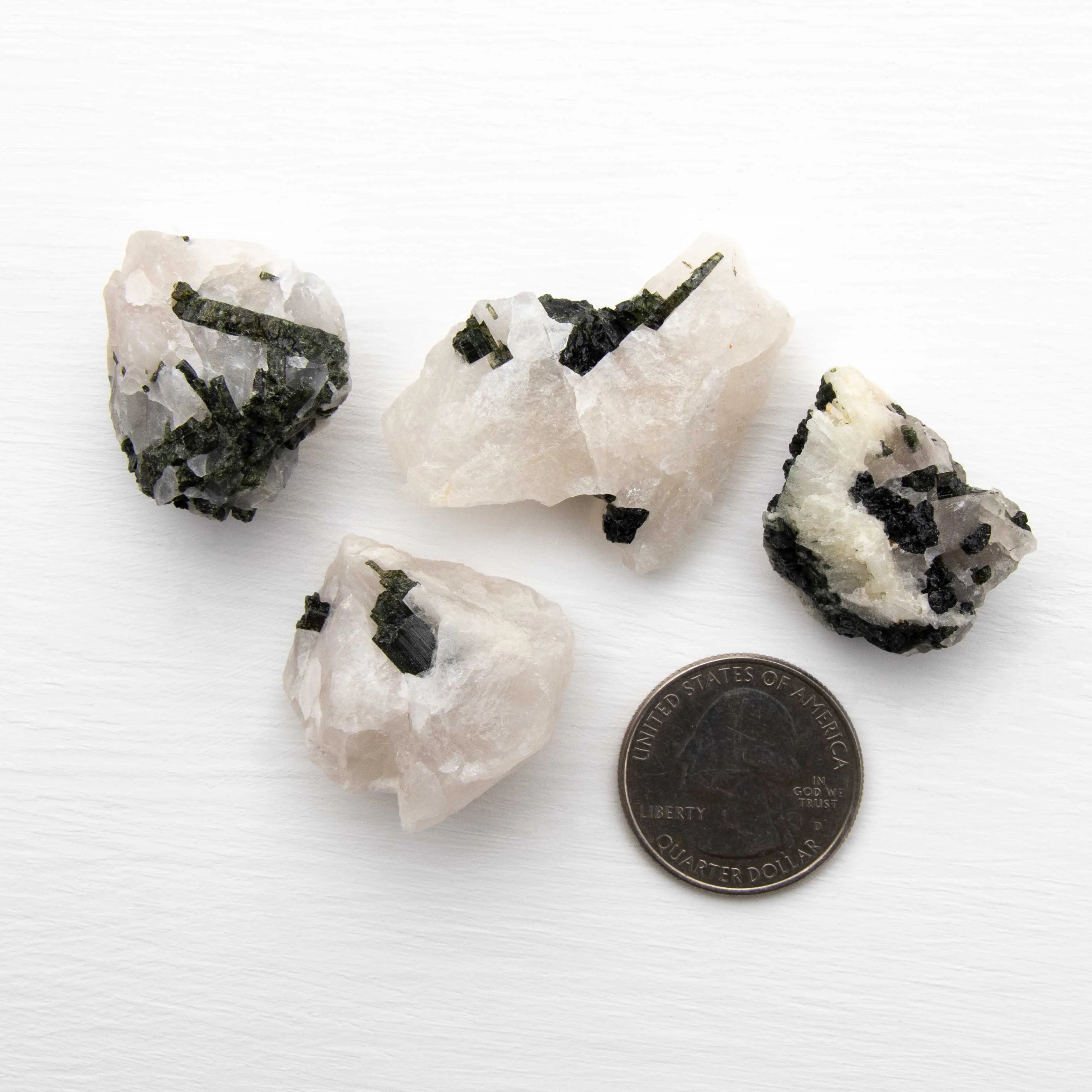 Tourmaline, Green in Quartz - Rough, Medium Color