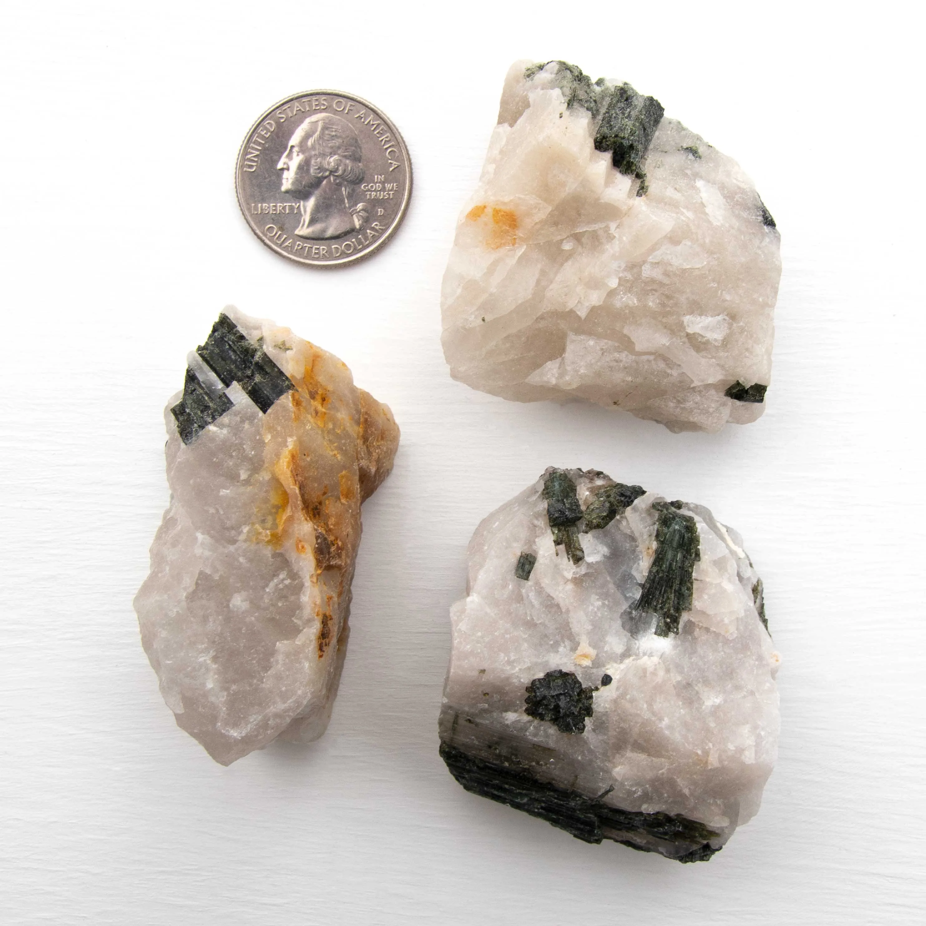 Tourmaline, Green in Quartz - Rough, Medium Color