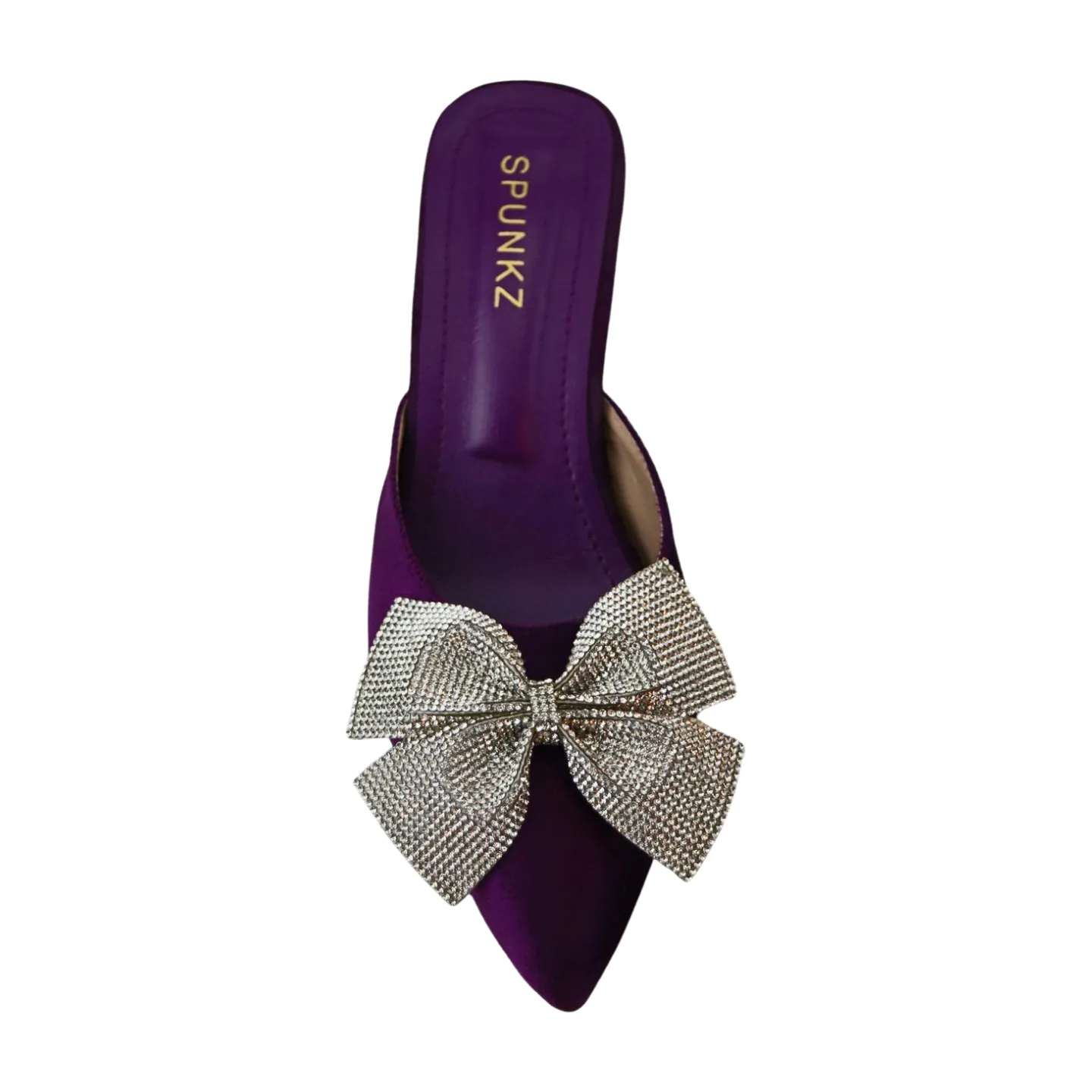 Velvet Mules with Sparkling Rhinestone Glitter Bow