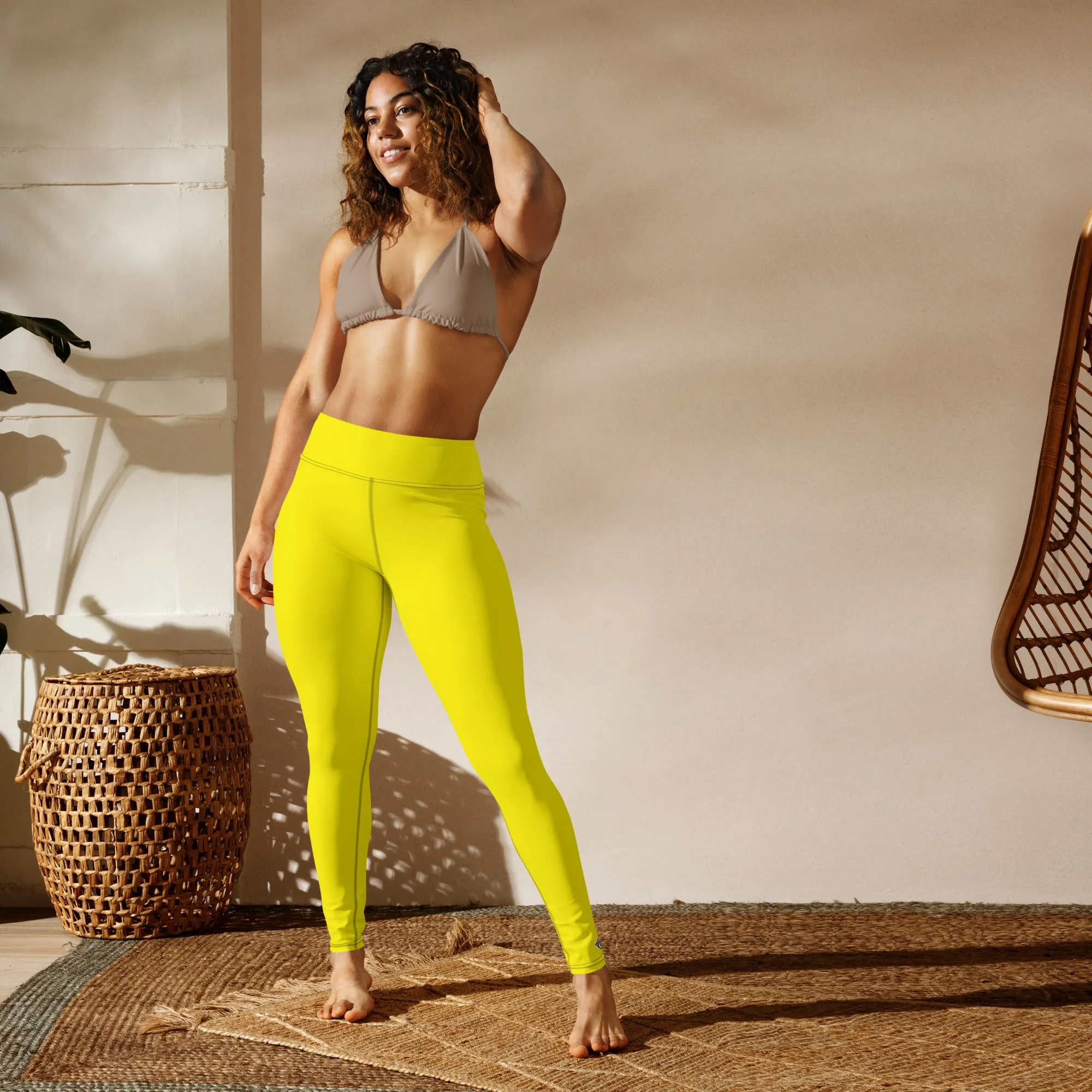 Versatile Movement: Solid Color Leggings for Women - Golden Sun