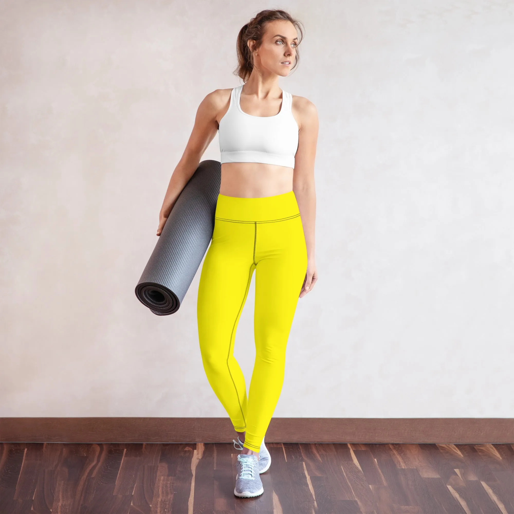 Versatile Movement: Solid Color Leggings for Women - Golden Sun