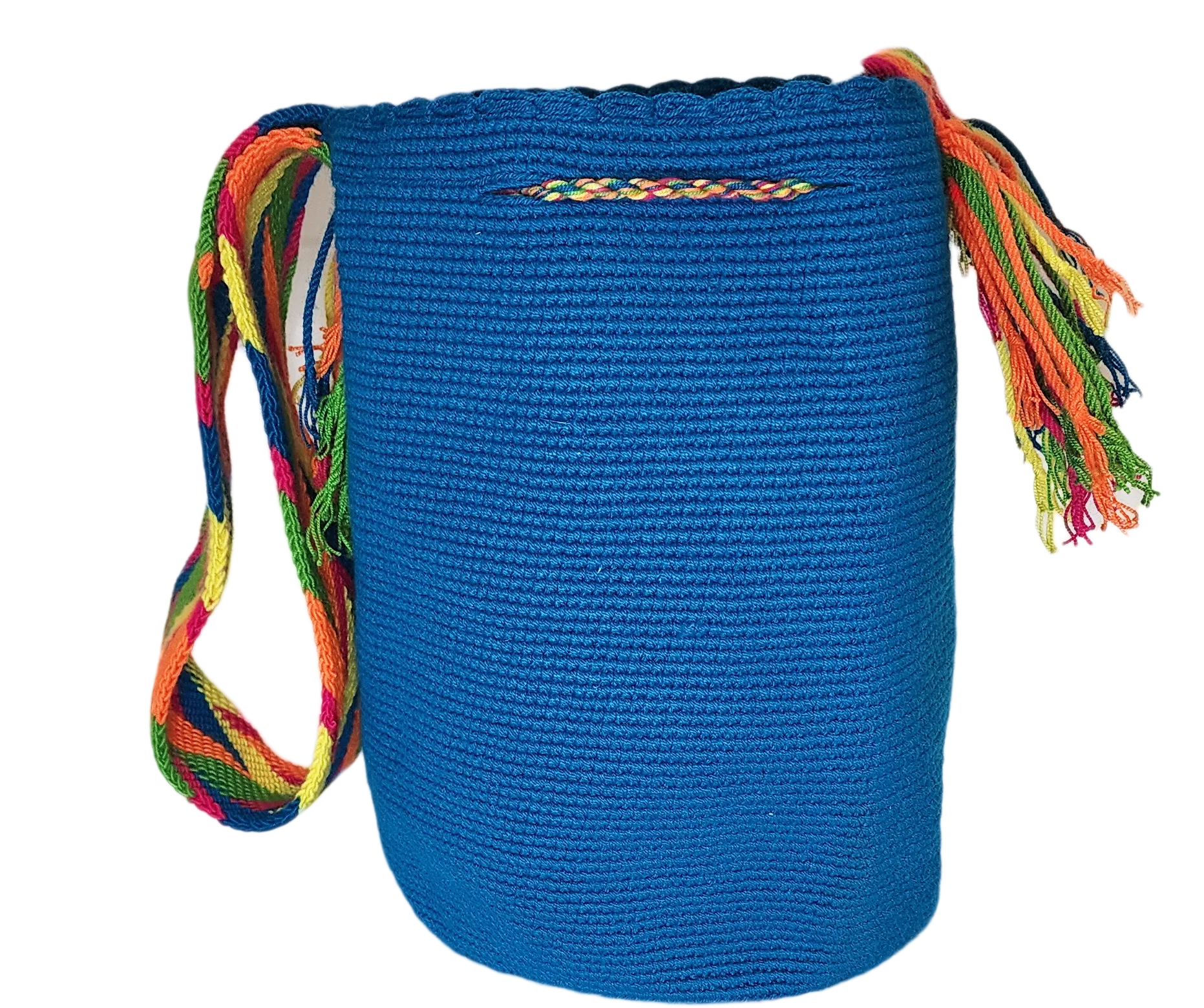 Violet Unicolor Large Handmade Wayuu Mochila Bag (blue)