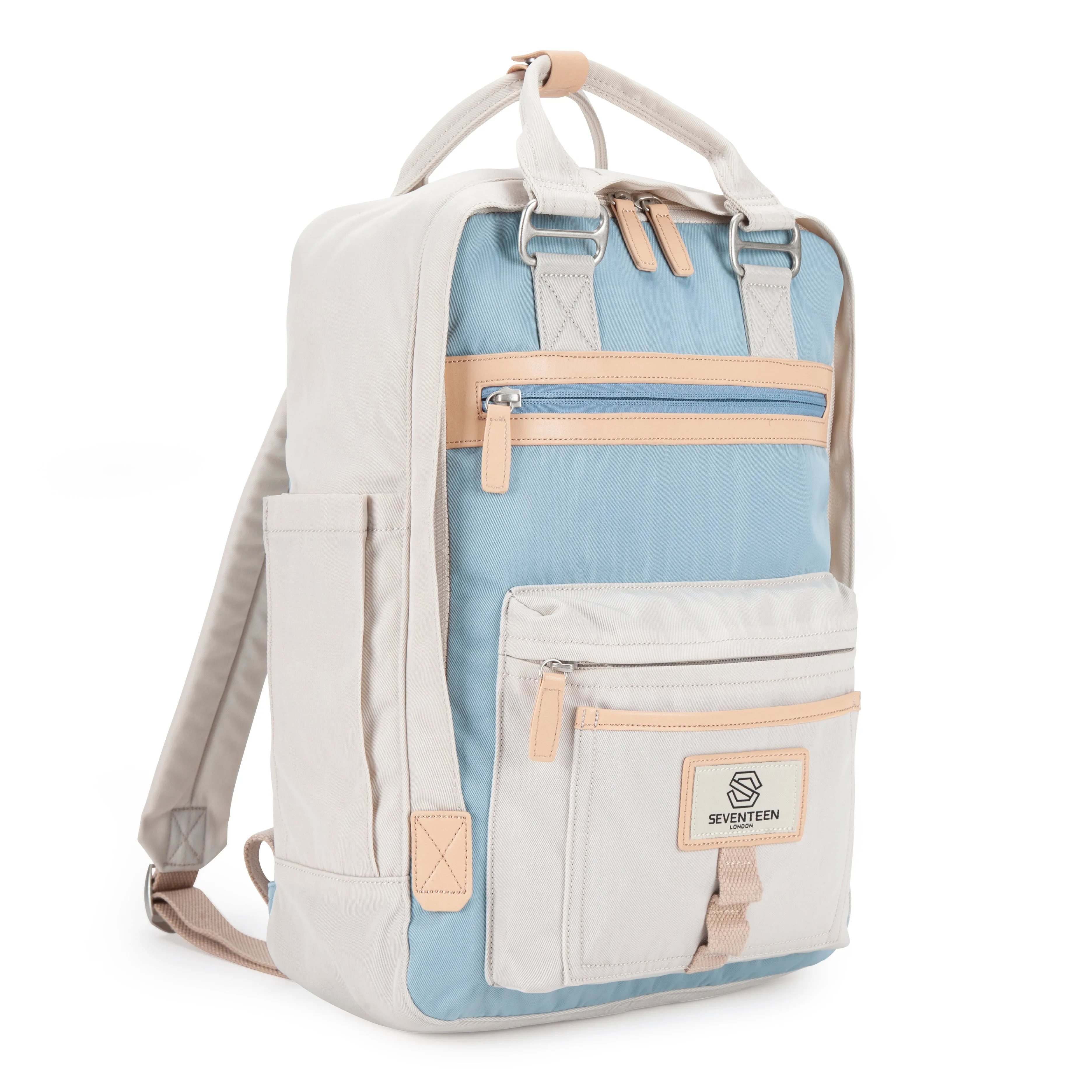 Wimbledon Backpack - Cream with Light Blue