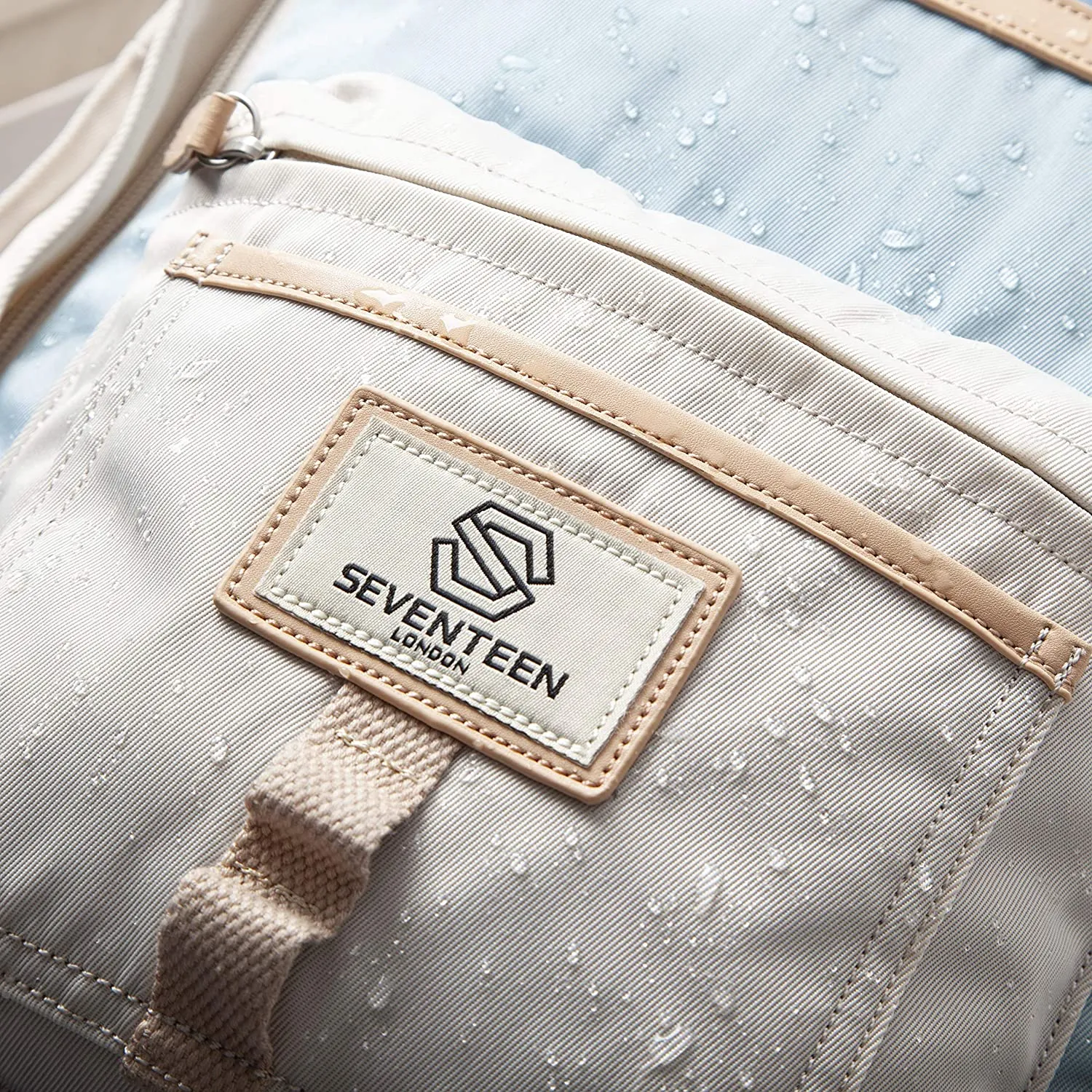 Wimbledon Backpack - Cream with Light Blue