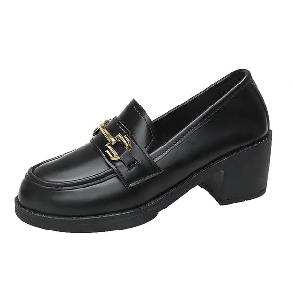 Women's Casual Horsebit Block Heel Loafers 81634754S